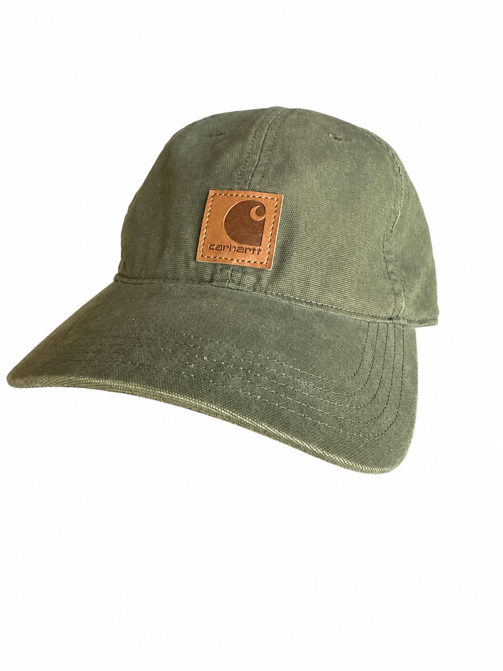 Carhartt Olive Canvas Unisex Hat with Leather Patch